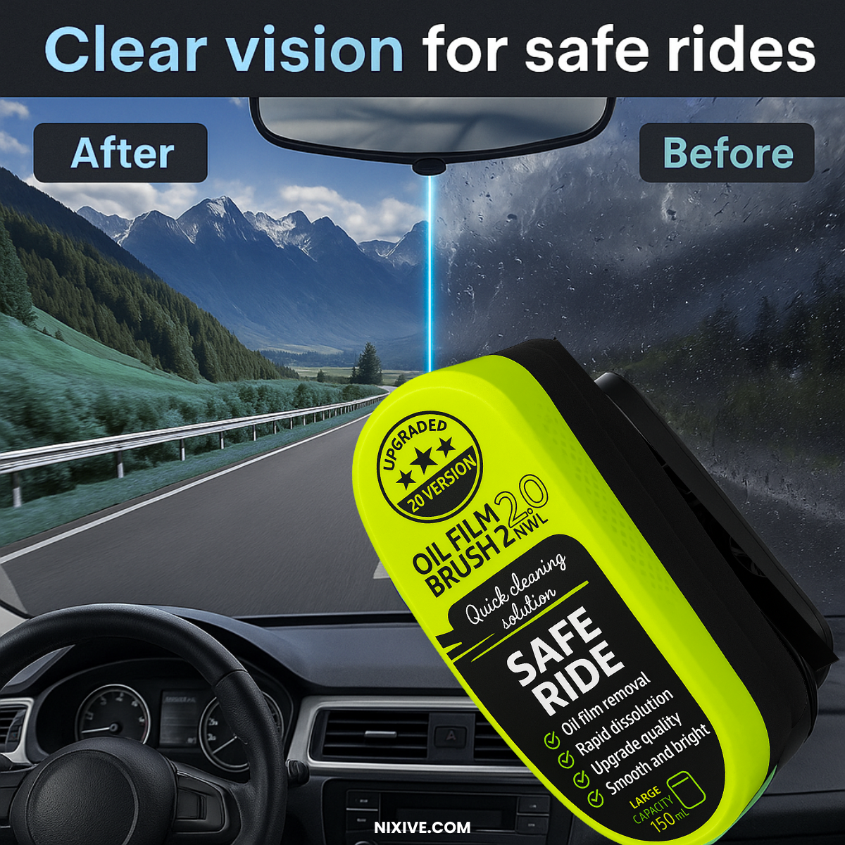 Oil Film 2.0 - Clear glass for safe rides